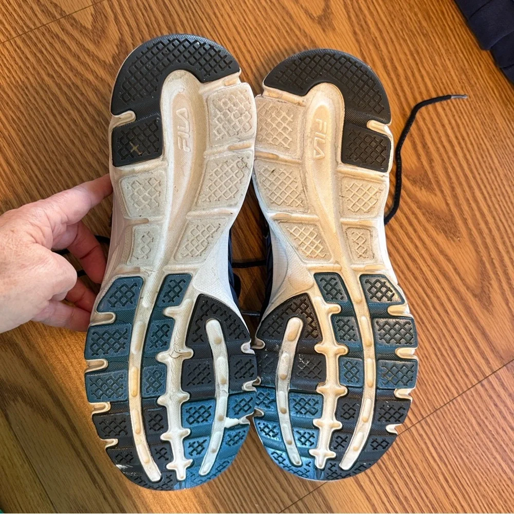 Men's Black and Blue Fila Cool Max Athletic Shoes